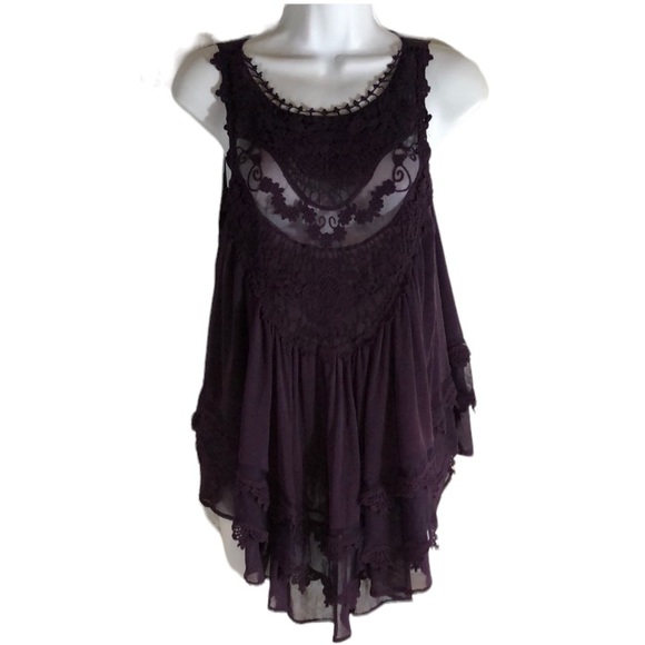 Free People Tops - Free People Purple Semi-Sheer Tank